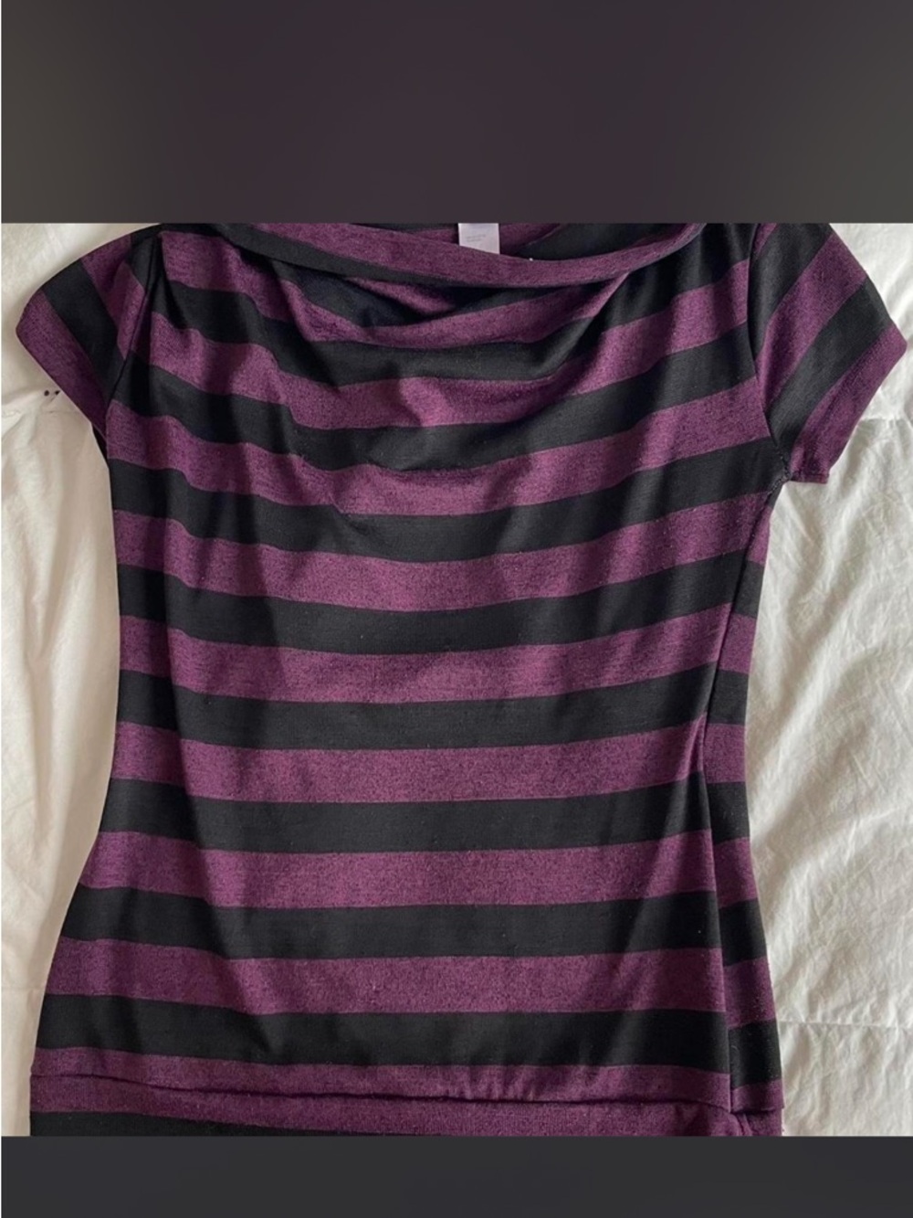 Women's Striped Short-Sleeve Tee in Purple and Black